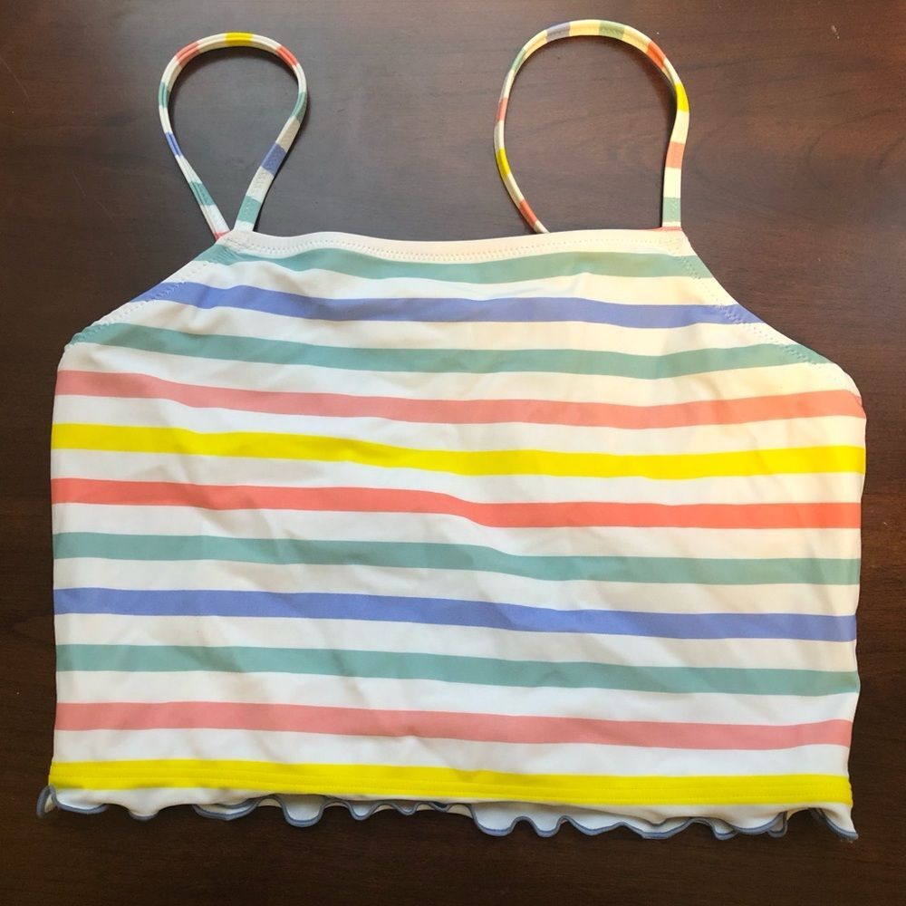 NWT J Crew Pastel Rainbow Stripes Swim Tankini Top - Size 16